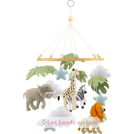 Mobile éléphants en bois, fait main