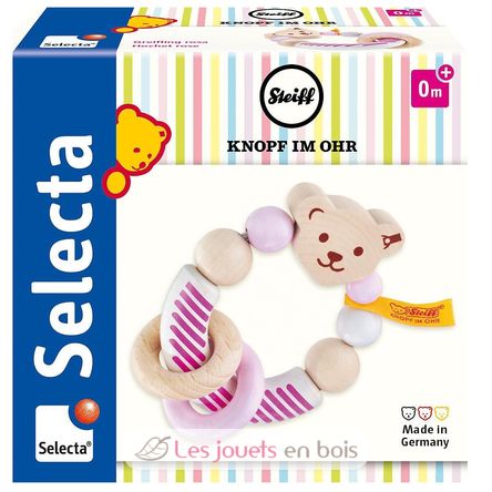 Hochet Ours Steiff rose SE64300 Selecta 3