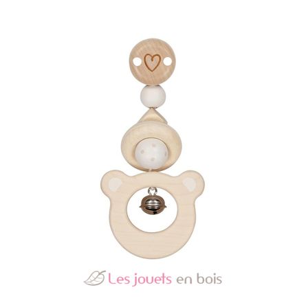 Hochet en bois avec clip Ours GK65215 Goki 2