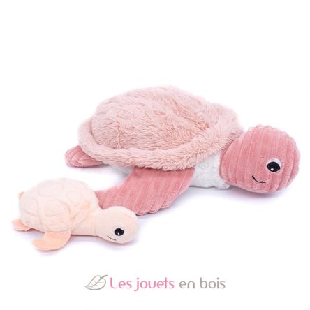 Peluche maman bébé tortue rose DE73501 Les Déglingos 3