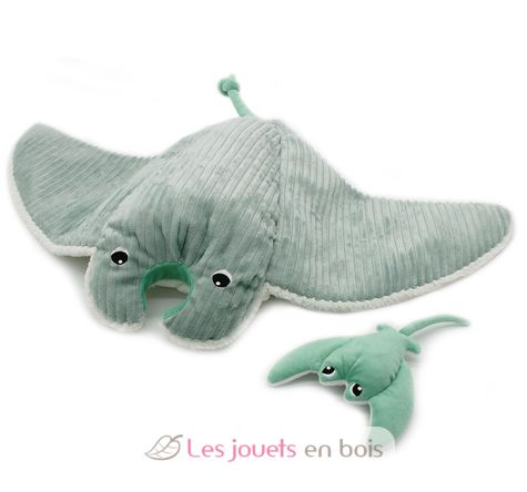 Peluche Ptipotos Raie manta et son bébé menthe DE74400 Les Déglingos 1