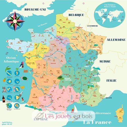 Carte de France magnétique Ingela P. Arrhenius V7611 Vilac 2