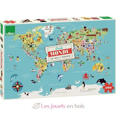 Puzzle carte du Monde 500 pièces Ingela P. Arrhenius Vilac 7619