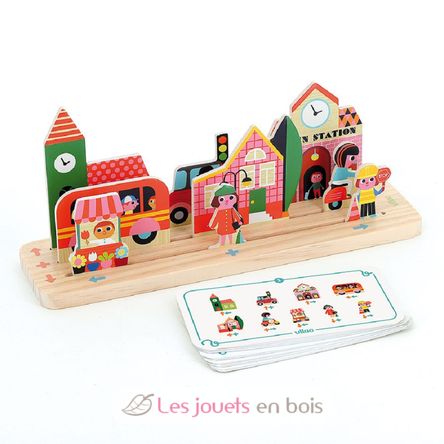 Jeu de logique en bois La ville V7627 Vilac 2