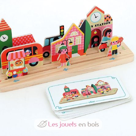 Jeu de logique en bois La ville V7627 Vilac 4