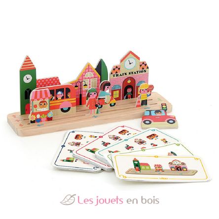 Jeu de logique en bois La ville V7627 Vilac 1