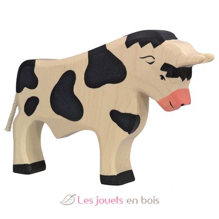Figurine Taureau, noir et blanc HZ-80000 Holztiger 1