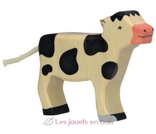 Figurine Veau debout, noir HZ-80005 Holztiger 1