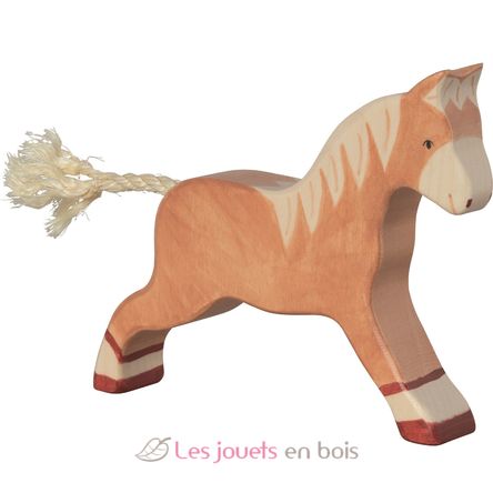 Figurine Cheval au galop, marron clair HZ-80032 Holztiger 1