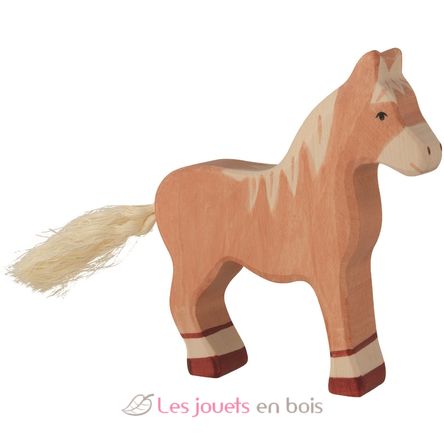 Figurine Cheval debout, marron clair HZ-80033 Holztiger 1