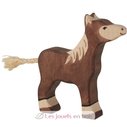 Figurine Poulain debout, marron foncé HZ-80042 Holztiger 1