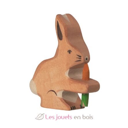 Figurine Lapin avec carotte HZ-80102 Holztiger 1