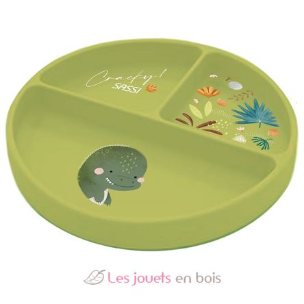 Assiette en silicone Cracky le dinosaure SJ-SI0696 Sassi Junior 1