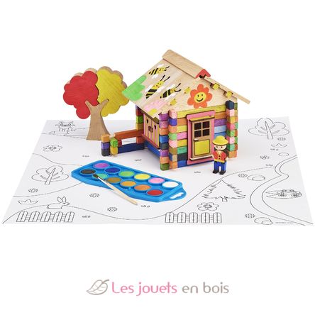 Chalet en bois à peindre 85 pcs JJ8096 Jeujura 3