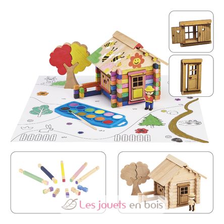 Chalet en bois à peindre 85 pcs JJ8096 Jeujura 4