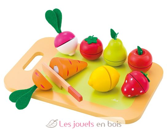 Fruits et légumes en bois à découper Sevi 82320 - Jouet imitation - Dinette  et Cuisine