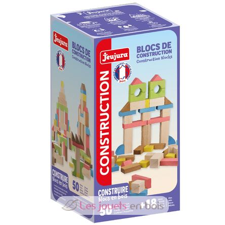 Set de 50 blocs de construction en bois JJ8253 Jeujura 1