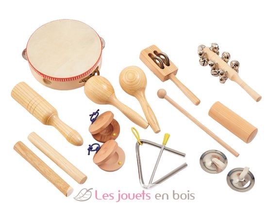 Jouet Hape - Plateau Ensemble d'Instruments en Bois - Xylophone, Tambour,  Cymbale, Set de 4 Pièces - Jouet pour Enfant à partir de 2 ans -  Instruments