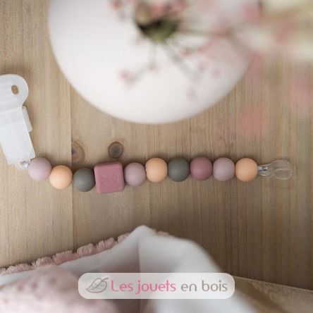 Attache-sucette en silicone NATTOU Rose/blanc/beige