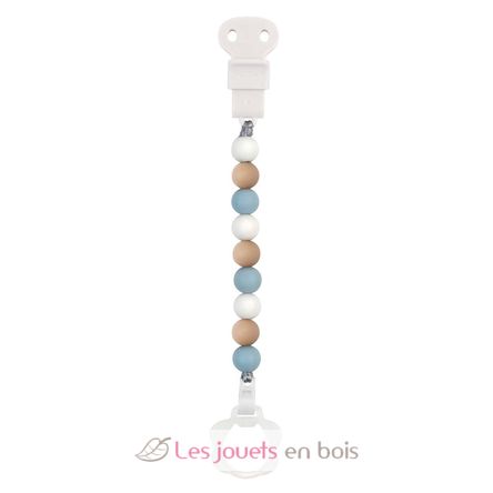 Attache tétine silicone bleu blanc beige NA877602 Nattou 1