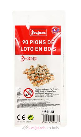 JEUJURA Sachet 90 pions loto en bois - Loto mémo et domino - Achat