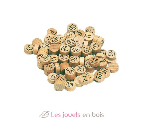 90 pions de loto en bois, Jeujura, fabriqué en France, pions loto seuls