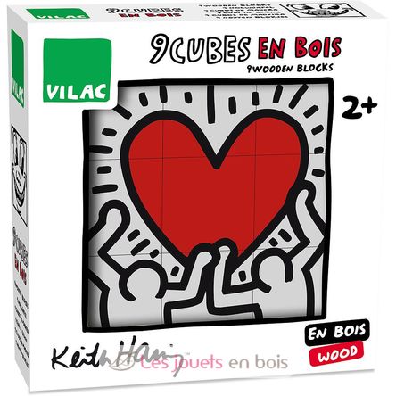 Coffret de 9 cubes Keith Haring V9227 Vilac 1