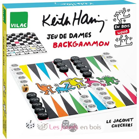 Jeu de Dames Backgammon Keith Haring V9228 Vilac 1