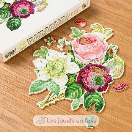 Rose, anémone et clématite de Redouté A1286-80 Puzzle Michèle Wilson 3