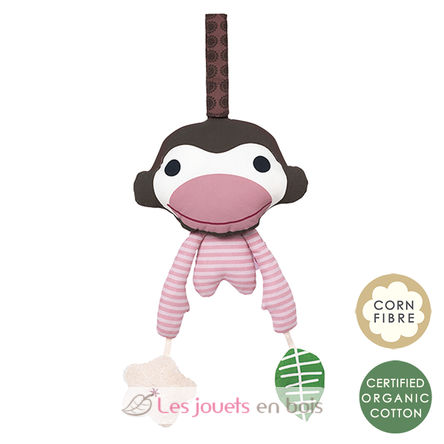 Jouet d'éveil Asger le singe rose FF119-001-045 Franck & Fischer 2