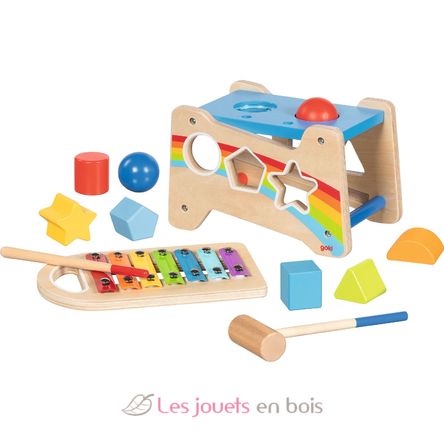 Banc à marteler et encastrer avec xylophone GK58304 Goki 2