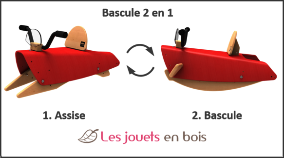 Bascule et Porteur Moto 4 en 1 Rouge CDV-BPMO-40-RG Chou Du Volant 9