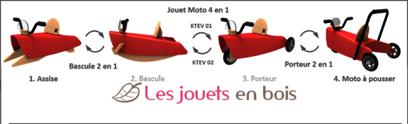 Bascule et Porteur Moto 4 en 1 Jaune CDV-BPMO-40-JA Chou Du Volant 9