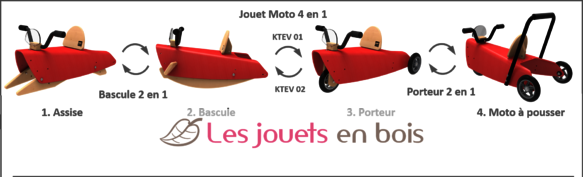 Bascule et Porteur Moto 4 en 1 Jaune - Chou Du Volant