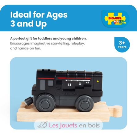 Locomotive de manœuvre noire à pile BJT311 Bigjigs Toys 5
