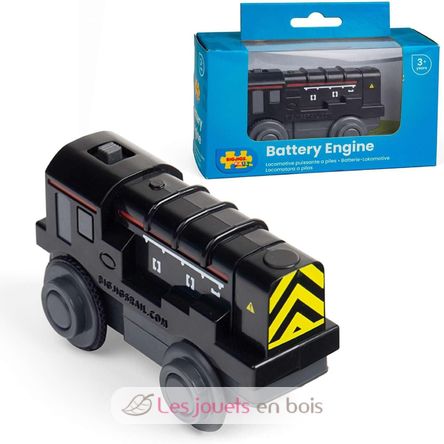 Locomotive de manœuvre noire à pile BJT311 Bigjigs Toys 3