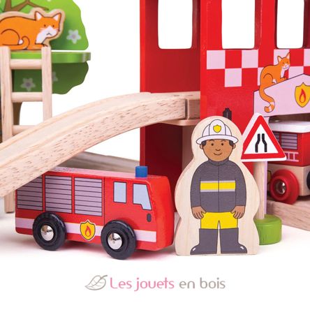 Circuit de train Caserne de pompiers BJT037 Bigjigs Toys 7
