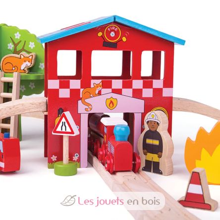 Circuit de train Caserne de pompiers BJT037 Bigjigs Toys 6