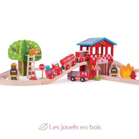 Circuit de train Caserne de pompiers BJT037 Bigjigs Toys 2