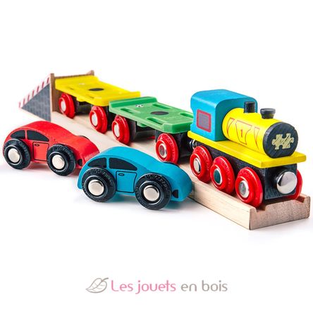 Train pour le transport de voitures BJT199 Bigjigs Toys 1