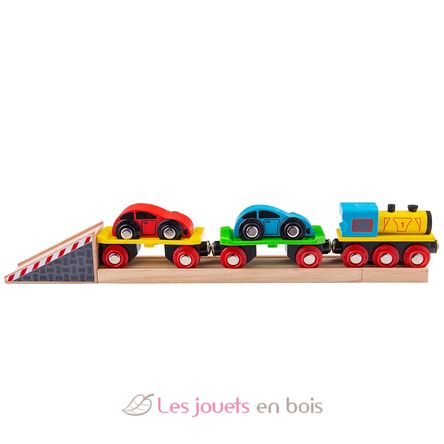 Train pour le transport de voitures BJT199 Bigjigs Toys 2
