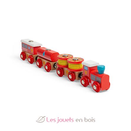 Circuit de train en bois pompiers