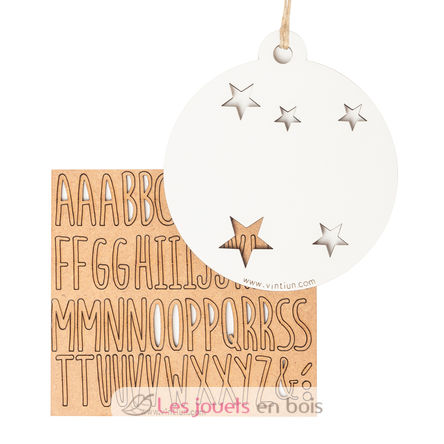 Boule de Noël personnalisable bois blanc VI-BN11 Vintiun 2
