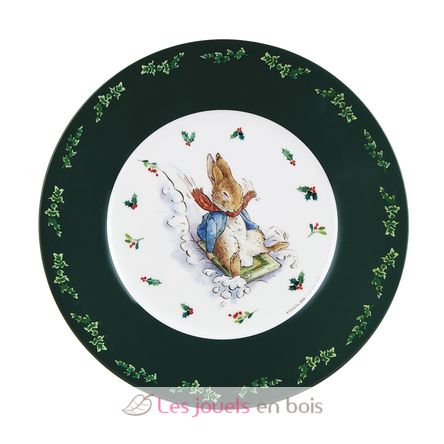 Assiette Pierre Lapin Noël verte 20 cm PJ-BP926N Petit Jour 1