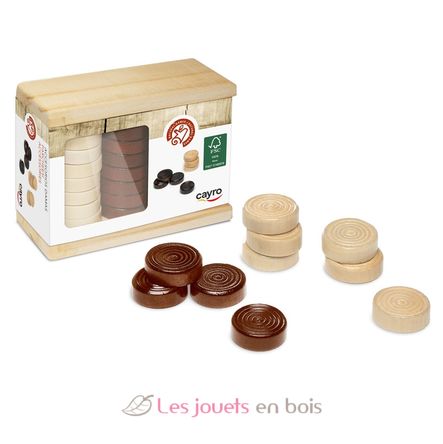 Pions en bois pour jeu de dames CA617 Cayro 1