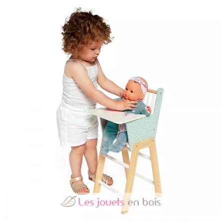 Chaise haute pour poupée multifonction - Tendance scandinave couleurs  neutres - Jouet en bois d'imitation