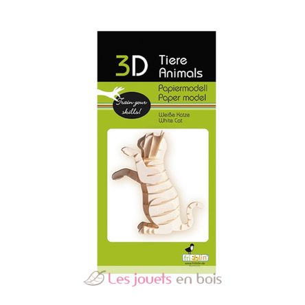 Maquette 3D en papier chat blanc FRI-11636 Fridolin 2
