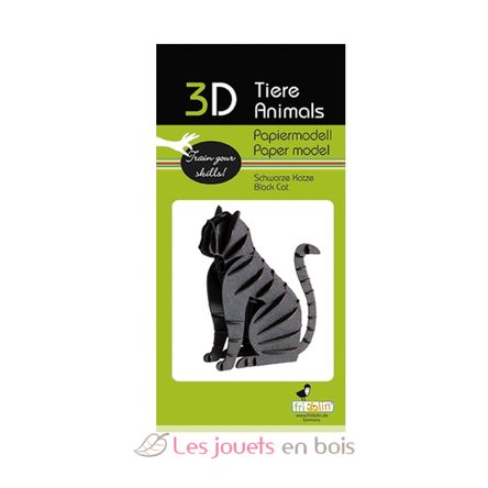Maquette 3D en papier chat noir FRI-11635 Fridolin 2