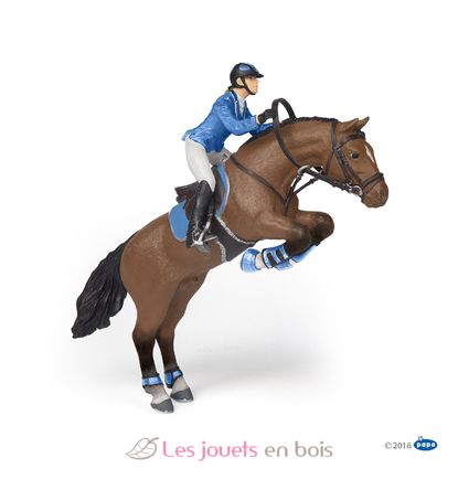 Figurine Cheval de saut d'obstacle et sa cavalière PA-51560 Papo 1