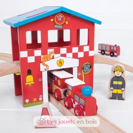 Circuit de train Caserne de pompiers BJT037 Bigjigs Toys 3